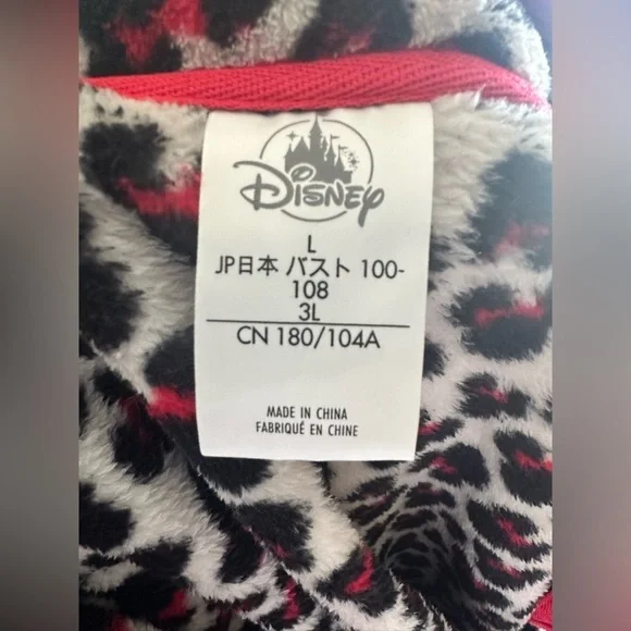 Disney Animal Print Minnie Mouse Zipper Fleece Jacket Women's Size L - Picture 3 of 4